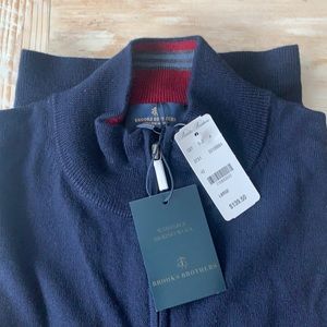 Brooks Brothers Navy Washable Merino Wool Quarter Zip